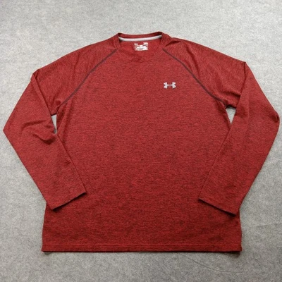 Under Armour Shirt Mens Large Red HeatGear Long Sleeve Athletic Top Performance - Image 1 of 4