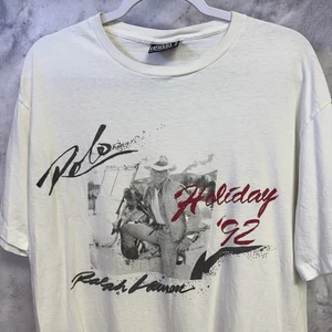 Vintage 1992 Polo Ralph Lauren Holiday Shirt Mens Medium White Western USA 90s - Picture 1 of 15