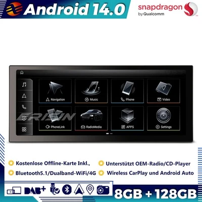 12.3" 128GB Android 14 Autoradio GPS DAB+CarPlay TPMS BT Für Audi A4 A5 B8 S4 S5 - Bild 1 von 4