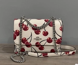 🍒COACH CY717 Mini Klare Crossbody Bag Cherry Print Smooth Leather Chalk Multi - Picture 1 of 17