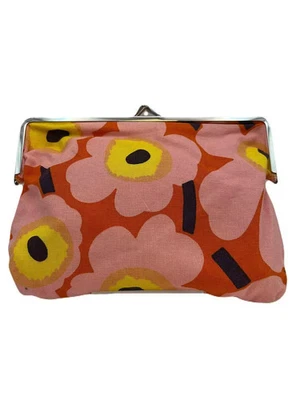 Marimekko макияж сумка хлопок цветок узор оранжевый б/у T1053-8 - Изображение 1 из 4