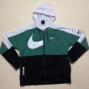 Youth Green and white Nike windbreaker full zip hooded Size;Xxxl(men's medium) - Picture 1 of 8