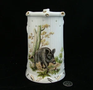 VINTAGE HUGO SCHMIDT WILD BOAR  6 3/4" STEIN  WITH LITHOPANE LADY - Picture 1 of 5