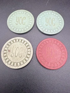 Lot Vintage YOC Yokota Japan Air Force Officers Club Casino Poker Chips $5 $1 - Bild 1 von 2