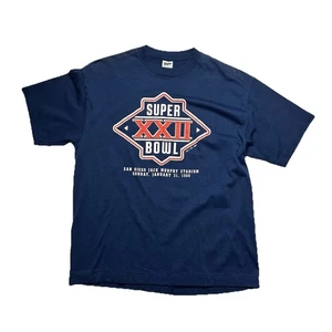 Vintage 1988 Super Bowl XXII T-Shirt NFL Football San Diego Blue Trench Sz Large - Picture 1 of 5