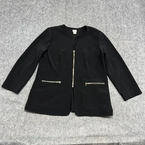 Chicos Travelers Jacke Damen 2 US 12/14 schwarz Knopfleiste Reißverschluss Taschen Stretch - Bild 1 von 14