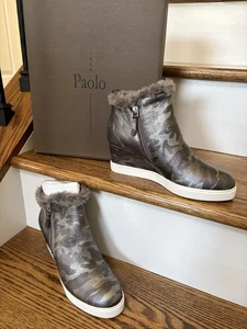 LINEA PAOLO FOXIE 2-L DUNKELGRAU CAMOUFLAGE MIT FUX FELLBESATZ NEU IM KARTON GRÖSSE 7 - Bild 1 von 5