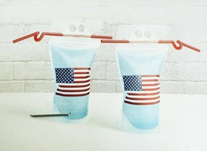 Drink Pouches Bags patriotic red white and blue party pack USA 16 for oz - Picture 1 of 5