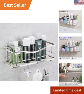 Organize Your Shower:  Stainless Steel Caddy with Swift Draining Features - Image 1 of 4