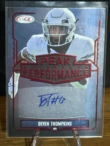 2022 Sage Peak Performance Autograph Red Deven Thompkins RC,AUTO #PKA-DT - Picture 1 of 4