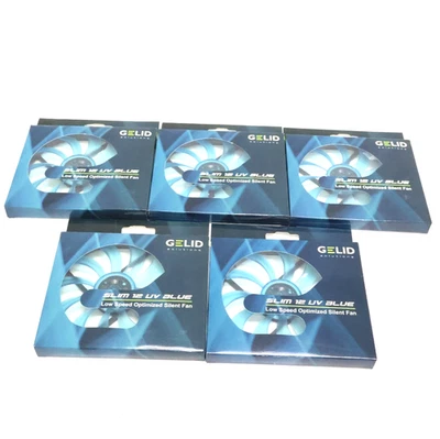 Lot of 5 New Gelid FN-FW12SLIMBPL-15 Slim 12 PL Blue 120mm Slim Case Fan - Image 1 of 4