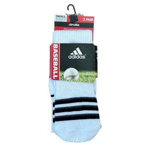 Adidas Youth White Cushioned Baseball Socks, 2 pairs, size Youth small NWT - Picture 1 of 2