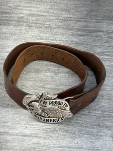 Vintage Proud To Be An American Eagle Schnalle braun Leder 1,75" Gürtel Erwachsene 32 Taille - Bild 1 von 13