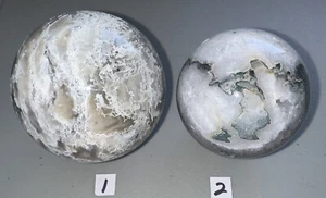 White Moss Agate Sphere,Quartz Crystal,Metaphysical,Reiki,Decor,Unique Gift, - Picture 1 of 13