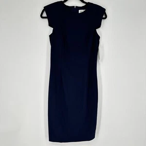 Eliza J Navy Blue Knee Length New Cap Sleeve Sheath Dress Womens 2 - Picture 1 of 8