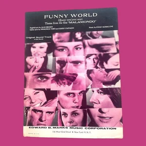 Funny World Sheet Music Ennio Morricone Malamondo OST 1960s Italian Film English - Picture 1 of 3