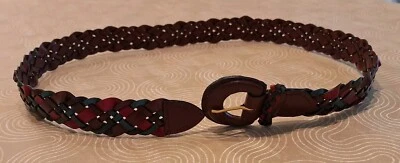 Цветной плетеный ремень - натуральная кожа - женщин красный/зеленый/коричневый  - Изображение 1 из 4