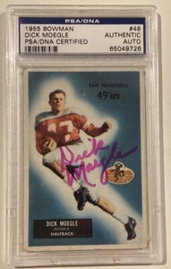 1955 Bowman DICKY MOEGLE Signed Rookie Football Card PSA/DNA Rice Owls 49ers #48