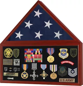 Veterano sepoltura/bandiera commemorativa vetrina spilla medaglia esposizione militare scatola ombra - Foto 1 di 6