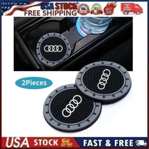 2 pk Cup Mat Car Drink Holder Insert Silicone Coaster Set for Audi Style 1 - Picture 1 of 11
