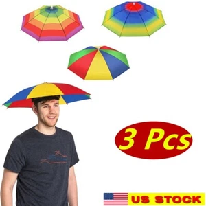 3x Outdoor Foldable Sun Umbrella Hat Golf Fishing Camping Headwear Cap Head Hat - Picture 1 of 6