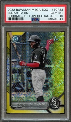 BB - 2022 Bowman Chrome Mega - Yellow /75 -  #BCP-23 - Elijah Tatis - PSA 10 - Image 1 of 2