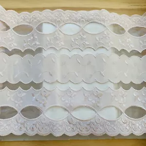 Pinkish Beige Chiffon Embroidered Double-edged Trim Sewing/Bridal/Craft/10" Wide - Picture 1 of 16