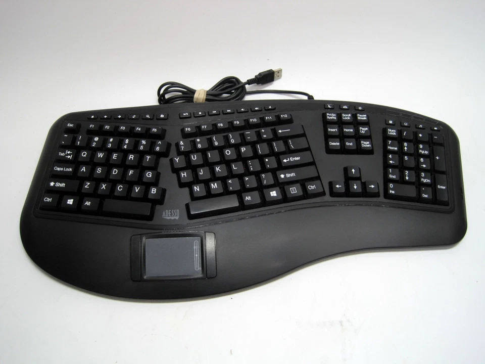 Adesso AKB-450UB Tru-Form Ergonomic Touchpad Keyboard USB 450 Black - Image 1 of 4