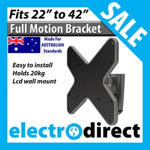 LCD LED FULL MOTION TV PLASMA WALL MOUNT BRACKET TELEVISION FITS 23"-42" INCH TV - Picture 1 of 1