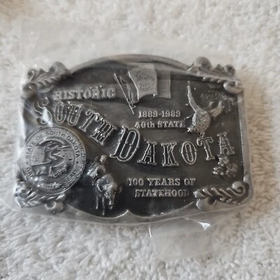 Vintage Historic South Dakota 100 Years of Statehood Belt Buckle For 1.5 In Belt - Image 1 of 4
