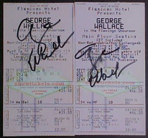 LOT OF 2 GEORGE WALLACE SIGNED FLAMINGO HOTEL SHOW TICKETS! COMEDIAN/ACTOR
