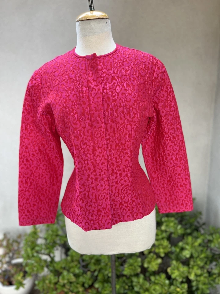 Chaqueta vintage rosa neón estilo brocado talla 12 Nira Nira New York Foto 1 de 4