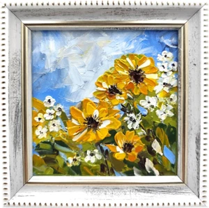 Blooming Flowers Wildflower Painting Original Floral Oil Impasto Art Signed - Picture 1 of 9