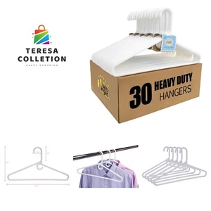 Quality White Plastic Hangers 30 Pack - Super Heavy Duty Plastic Clothes Hang... - Picture 1 of 7
