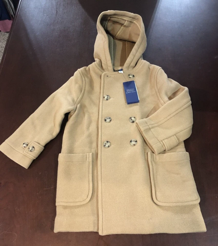 $575 Polo Ralph Lauren Camel Unisex SZ 7 Wool Hooded Melton Duffle Coat - Image 1 of 4