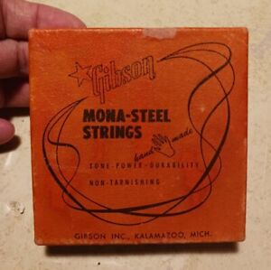 ~Gibson Vintage 1950's Gibson Guitar Strings Mona-Steel Box 8 Strings~