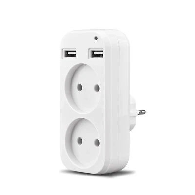 Adaptador de pared multitoma portátil, enchufe UE, doble enchufe, 2 puertos U... - Imagen 1 de 4