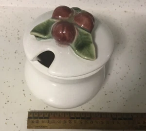 PORTUGAL bordello pinheiro cherries on slotted jelly jar - Picture 1 of 5
