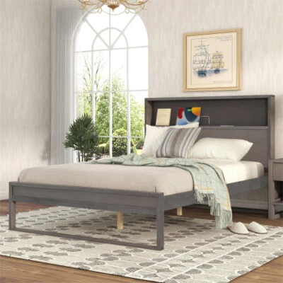 Modern Full Queen Size Bedroom Set Platform Bed Frame Dresser Cabinet Nightstand - Image 1 of 4
