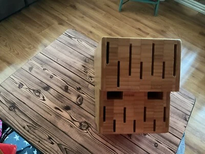 The Pampered Chef Knife Block Bamboo Wooden Large 16 Slot - Image 1 of 4