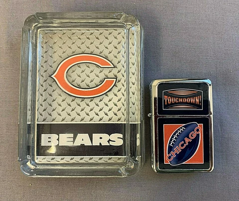 CHICAGO BEARS ASHTRAY AND LIGHTER GIFT SET FOOTBALL Cover