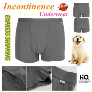 4 Size Gray Reusable Incontinence Briefs Pants Cotton Underwear Washable For Men - Picture 1 of 24