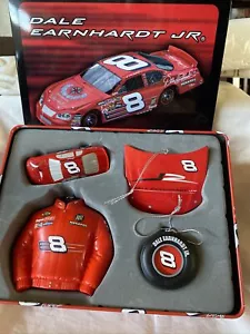 Dale Earnhardt Jr Red Car #8 Christmas Ornament Set REDUCED $30 To $25 RARE FIND - Picture 1 of 1