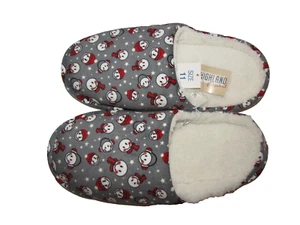 NUEVO CON ETIQUETAS, HIGHLAND ORIGINALS Zapatillas para dormir gris muñeco de nieve emoji deslizables para hombre talla 11 - Imagen 1 de 12