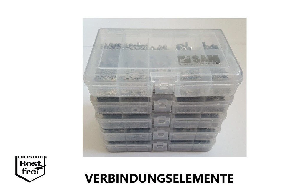 Scheiben/- Mutternsortiment/Set DIN 934/985/1587/315/125/9021.. Edelstahl A2 V2A - Bild 1 von 1