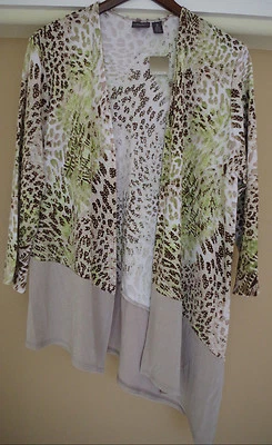 Chico's Travelers Classic Animal Print Open Front Jacket Size 2 12 14 NEW - Image 1 of 4