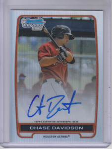 2012 Bowman Chrome Prospect Autographs Refractors Card #CD Chase Davidson/500