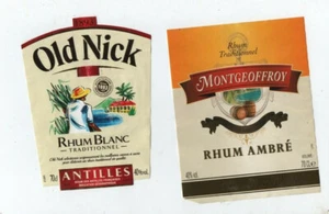 SET MIT 2 ORIGINAL MONTGEOFFROY RUM ETIKETTEN + OLD NICK - Bild 1 von 1