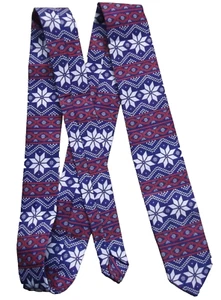 Tie Necktie Vintage Mens Retro PSYCHEDELIC NAVY BLUE RED - Picture 1 of 3