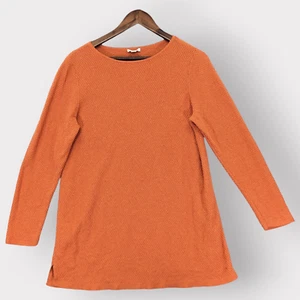J. Jill Tunic Top Women M Burnt Orange Knit Long Sleeves Stretch Side Slits P34 - Picture 1 of 11